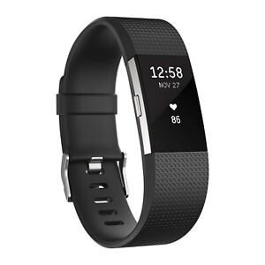 New Fitbit Charge 2 Heart Rate Silver and Gray with TWO Large BAND