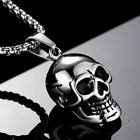 Mens Biker Skull Pendant Necklace Men Stainless Steel Chain Punk Gothic Gift USA