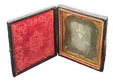 New ListingDaguerreotype Woman Stern Face With Book Wearing Tie Leather Ornate Case 1/6