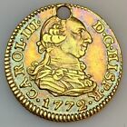 1772 P.J. Madrid Spain 1/2 Gold Escudo RAINBOW TONING Colonial Era: Holed