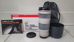 Canon EF 70-200mm f/4L USM Zoom Lens with Case LP1224 and Lens Hood ET-74 Mint