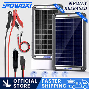 POWOXI Upgraded MPPT 12W/15W 12V Solar Battery Trickle Charger & Maintainer-NEW