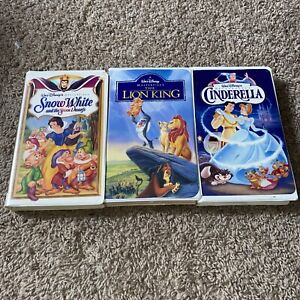 New ListingWalt Disney VHS Masterpiece Lot Of 3 - Lion King - Snow White - Cinderella
