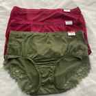 NEW CACIQUE NO SHOW Size 18/20 2Red & green Full Brief Panty Lace Decorated