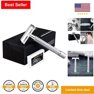 High-Quality Chrome Double Edge Safety Razor - Easy-Grip Long Handle - 1 Count