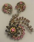 Hattie Carnegie Signed Flower Brooch and earrings set