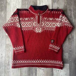 Dale of Norway 125th Anniversary Sweater Red Multicolor 1/4 Zip Wool Pullover