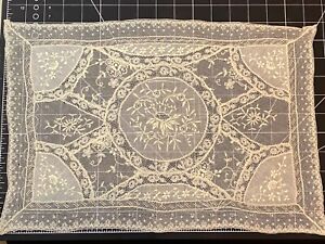 Antique Edwardian French Normandy lace Doily handmade 16.5