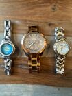 Set of 3 Fossil Watch Lot • Gold, Silver, Two-Tone