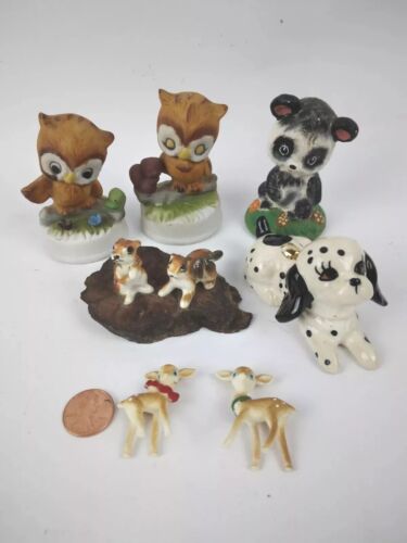 Vintage Figurines Lot of 7 Porcelain Ceramic Mixed Forest Animal Decor Figures