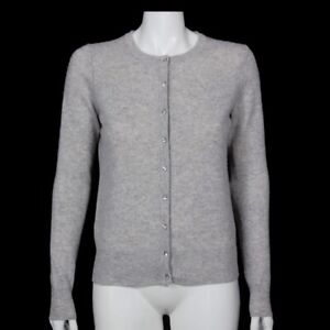 CHARTER CLUB 100% Cashmere Gray Cardigan Sweater Sparkle Button Womens sz XS 379