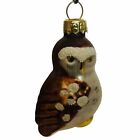 Vintage Blown Glass 2” Owl Christmas Tree Ornament Germany Brown Bird