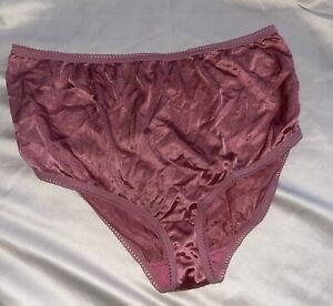 Vintage  Silky Pink Nylon Hi Cut Panties  Size 9 / XL