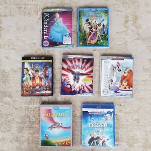 Lot of 7 Blu Ray DVDs Disney✨️Frozen✨️Cinderella✨️Tangled✨️Dumbo✨️Aladdin✨️Lady✨