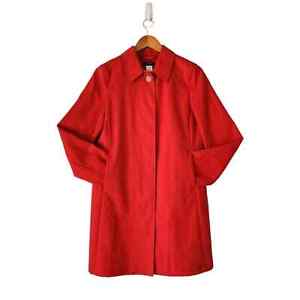 J. Crew Vintage Red Button Up Rain Trench Coat Size Small