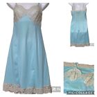 Vintage VAN RAALTE Silkie Sheer Nylon Lace Full Slip Dress Robin Egg Blue 34