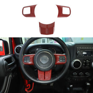 Interior Steering Wheel Trim Red Carbon For Jeep Wrangler JK 11-18 Patriot 11-16 (For: Jeep Wrangler JK)