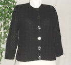VINTAGE Rare 50-60's Black Lined MOHAIR Warm Cardigan Sweater  M  8-10