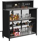 Home Bar Unit Mini Bar Liquor Bar Table with Storage & Footrest for Home Kitchen