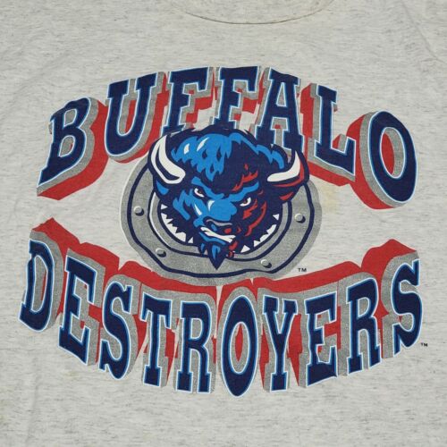 Vtg Rare Huge 3D Font Logo 90s Buffalo Destroyers Football Buffalo XL Tshirt