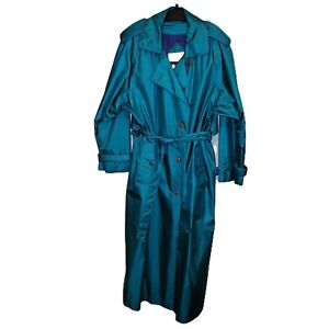 Fleet Street Vintage Teal and Purple Lined Long Maxi Belted Trench Coat Size 12