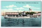 Lake Okoboji Iowa IA Postcard Steamship Queen Docking At Arnolds Park c1940s