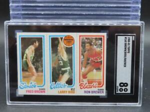1980-81 Topps Larry Bird Rookie RC Ron Brewer Fred Brown #31 SGC 8 Celtics NM-MT