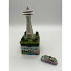 Seattle Skyline Space Needle Porcelain Trinket Box With Removable Boat Trinket