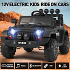 New Black 12V Battery Kids Ride On Car Electric Toy Jeep LED Music Bluetooth RC