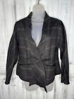 BABETTE SF BLACK PLAID BOILED WOOL BLEND SINGLE BUTTON PLEATED SLEEVE JACKET S
