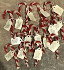 Set Of 15 Primitive Made Chenille Candy Canes Christmas Ornaments W/ Grubby Tags