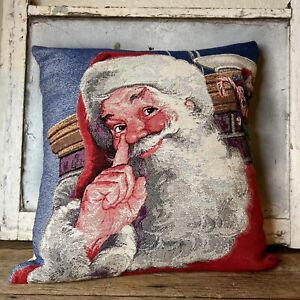 New ListingFlemish Tapestry Pillow Vintage Santa