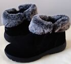 KHOMBU Jessica Black Suede Leather Fur Trimmed Snow Boots Women's 8M