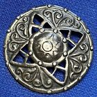 Vtg Iona Sterling Convex Pierced Shield Brooch ca 1946 by Celtic Art Industries
