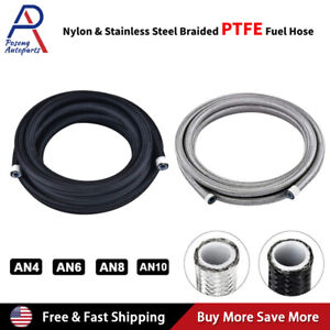 4AN 6AN 8AN 10AN Nylon & Stainless Steel PTFE Braided Fuel Hose Oil Gas Air Line
