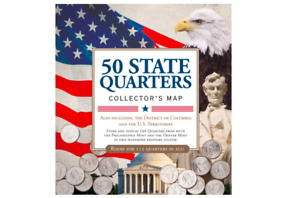 50 US State Map Folder Album Coin Holder Commemorative Quarters Collectors Fifty