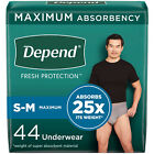 S/M Fresh Super Absorbent Core Adult Incontinence Underwear for Men 44Ct