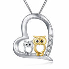 Fashion Silver Gold Owl Zircon Lover Pendant Necklace Jewelry For Women Gifts