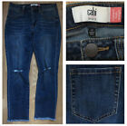 CABI CROPPED HIGH STRAIGHT #5495 Womens Destructed Frayed Hem STRETCHY Jeans sz0