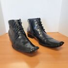 Moretti mens black square tip dress boots shoes side zip hm8004 sz 12