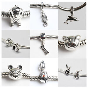 S925 Sterling Silver Animal Charms Pendants Beads Fit European Charm Bracelets