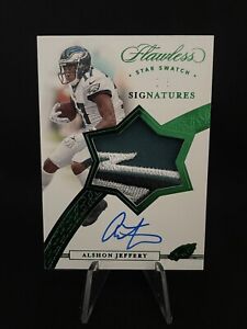 2020 NFL Panini Flawless Alshon Jeffery On Card Game Used Patch Auto /5. Eagles