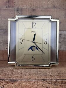 Seiko Quartz Moon Phase Wall Clock Gold  11x11 inches Parts Only