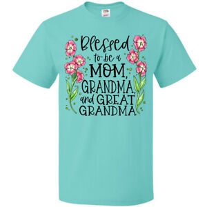 Inktastic Blessed To Be A Mom, Grandma, And Great Grandma Pink Flowers T-Shirt 3