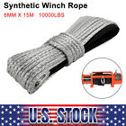 Synthetic Winch Rope Line Grey Recovery Cable 10000LBS 4WD SUV Pickup 1/4''x50'