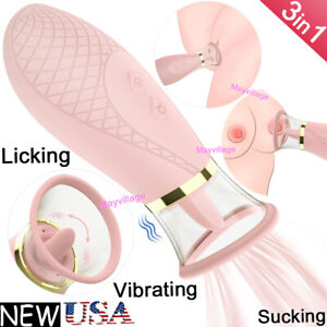 Sucking G-Spot Vibrator Clit Tongue Licking Dildo Stimulators Sex Toys for Women