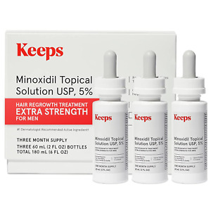 Keeps Extra Strength Minoxidil for Men Topical Hair Growth Serum, 5% Solution Ha