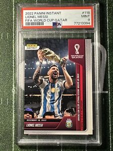 Lionel Messi King of Qatar 2022 Panini Instant World Cup #118 PSA 9 Argentina