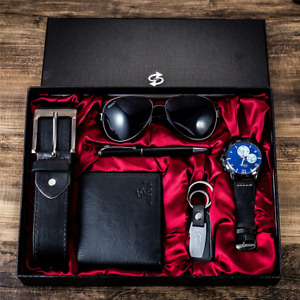 6Pcs/Set Business Gift Box Set Organizer Wallet Belt Watch Pen Glasses Birthday