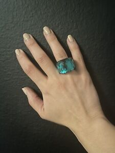 Nirvana Swarovski Cocktail Crystal Ring Green Size 55 - Great Condition